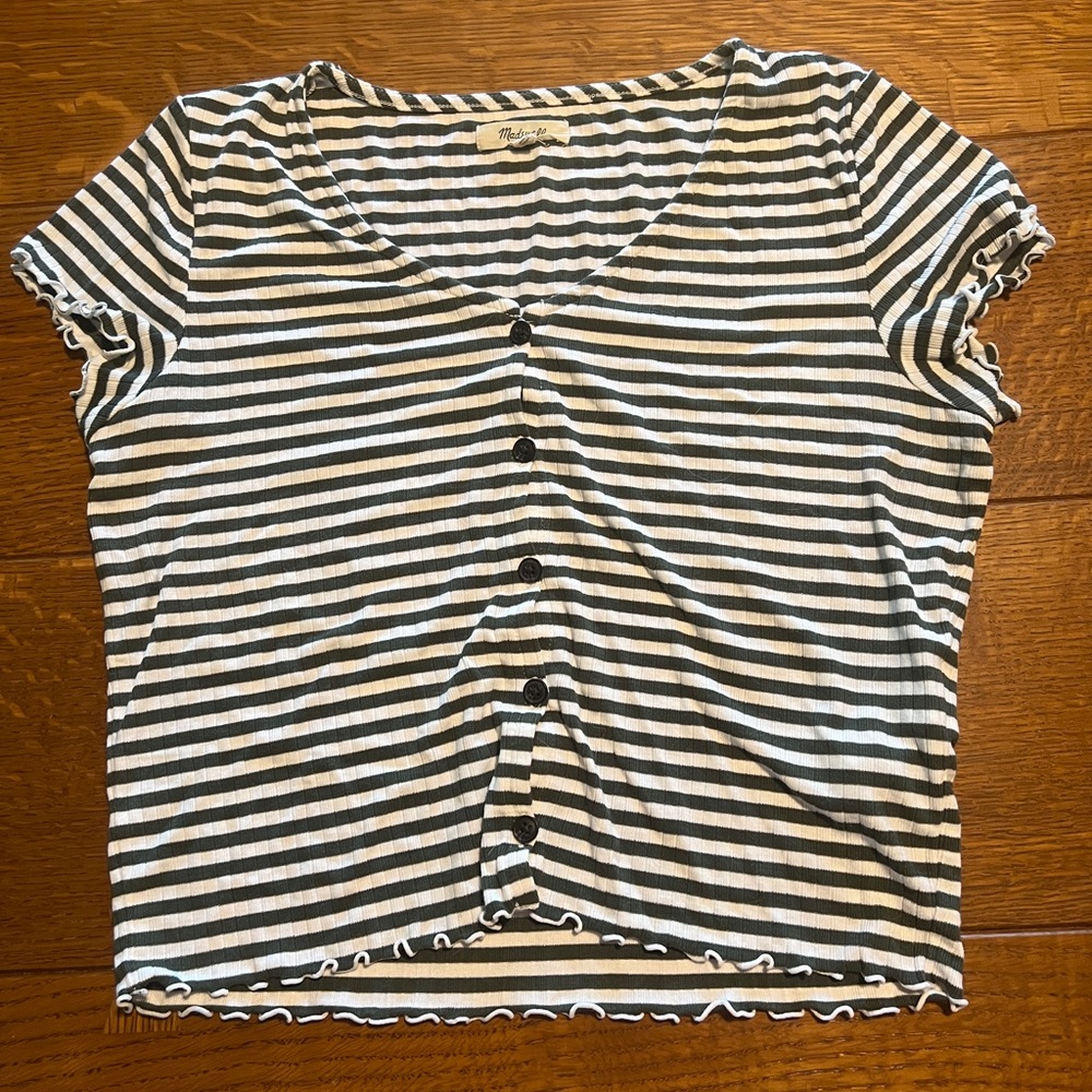 Madewell Black and White Striped Short Sleeve Tee
